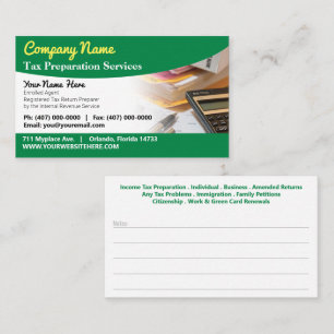 Tax Preparation (Preparer) Business Card
