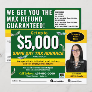 Tax Preparation Preparer Editable E-file Flyer Program