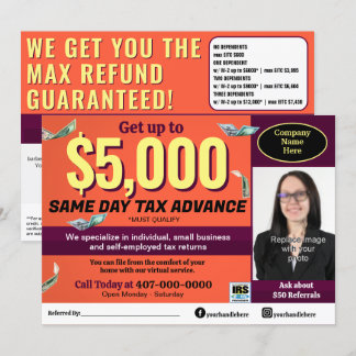 Tax Preparation Preparer Editable E-file Flyer Program