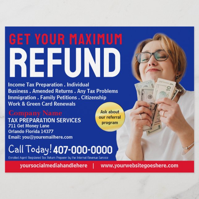 Tax Preparation (Preparer) Refund Flyer (Front)
