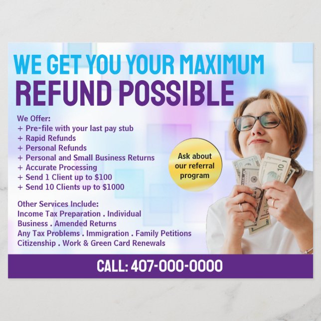 Tax Preparation (Preparer) Refund Flyer (Back)