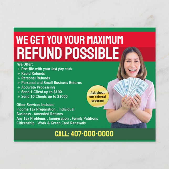 Tax Preparation (Preparer) Refund Flyer (Back)
