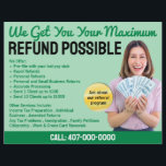 Tax Preparation (Preparer) Refund Flyer<br><div class="desc">These professional attention grabbing customisable tax preparation refund flyer templates are great for the small tax preparation/accountant business.</div>