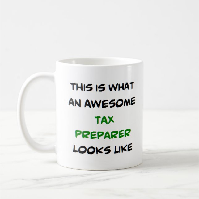 tax preparer, awesome coffee mug (Left)