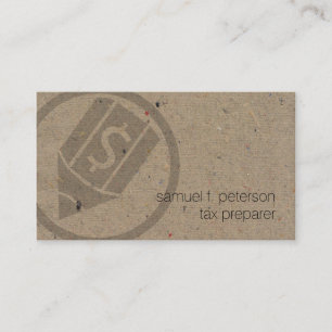 Tax Preparer Bold Icon Natural Paper Texture Business Card