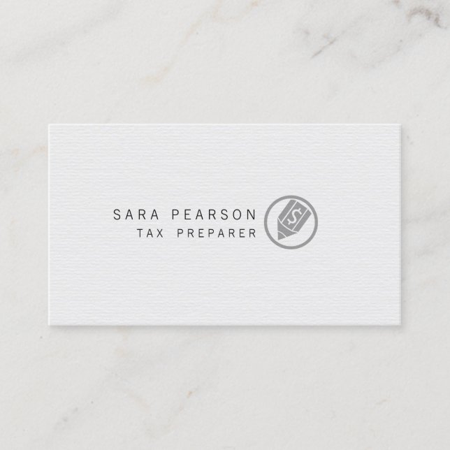 Tax Preparer Elegant Dollar Pen Icon Finance Business Card (Front)