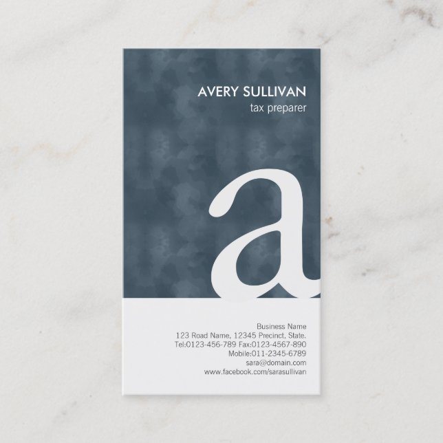 Tax Preparer Elegant Grunge Monogram Business Card (Front)
