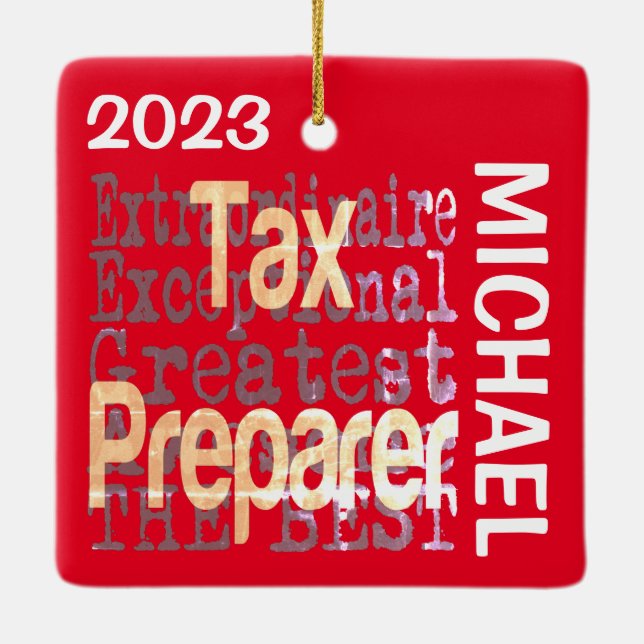 Tax Preparer Extraordinaire CUSTOM Ceramic Ornament (Back)
