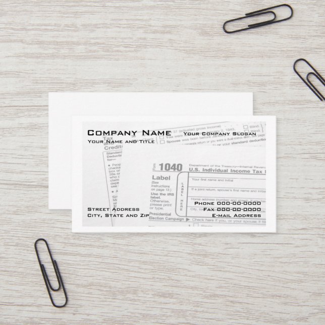 Tax Preparer Federal Tax Form Business Card (Front/Back In Situ)
