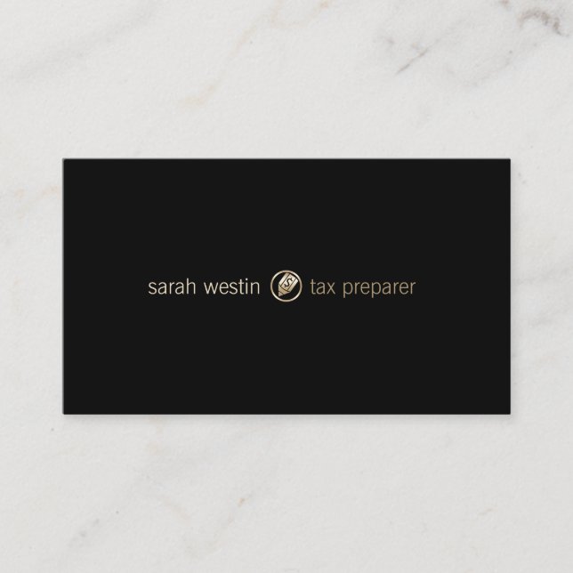 Tax Preparer Gold Dollar Pen Icon Business Card (Front)