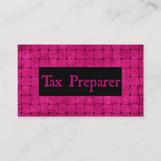 Tax Preparer Pink Woven Business Card (Front)