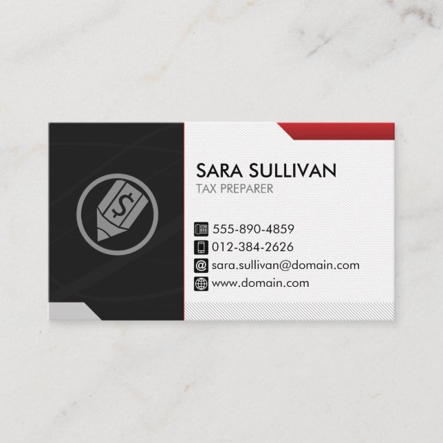 Tax Preparer Taxation Finance Business Card (Front)