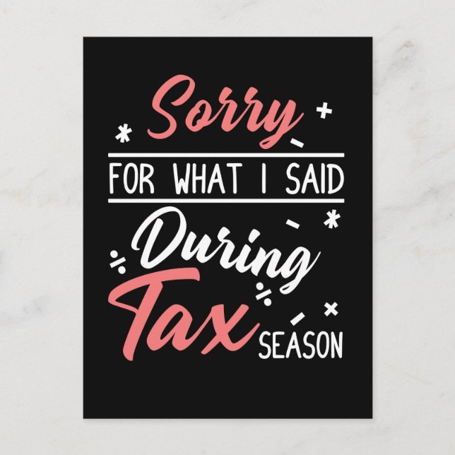 Tax Season Joke Accountant Coffee CPA Bookkeeper Postcard (Front)
