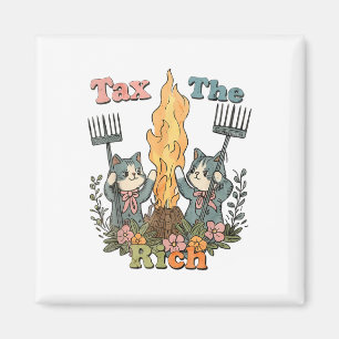 Tax The Rich Funny Cats Floral Feminist Magnet