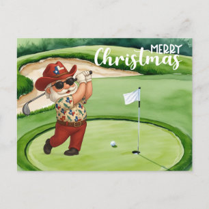 Taxas Santa Claus in golfing Holiday Postcard