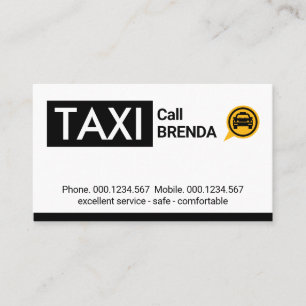 Taxi Cab Car Black Tab Business Card