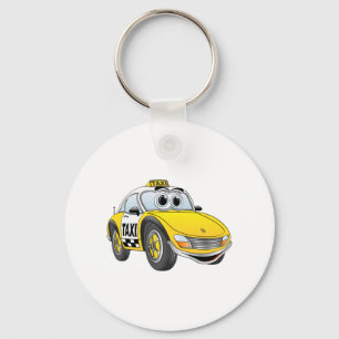 Taxi Cab Cartoon Key Ring