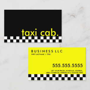 taxi cab. (chequered stripe) business card