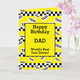Taxi Cab Driver Chequered Birthday Card