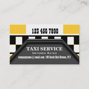 Taxi cab driver services yellow black business card