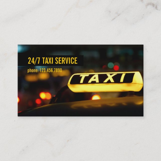 Taxi, Cab, Driver, Transportation Business Card (Front)