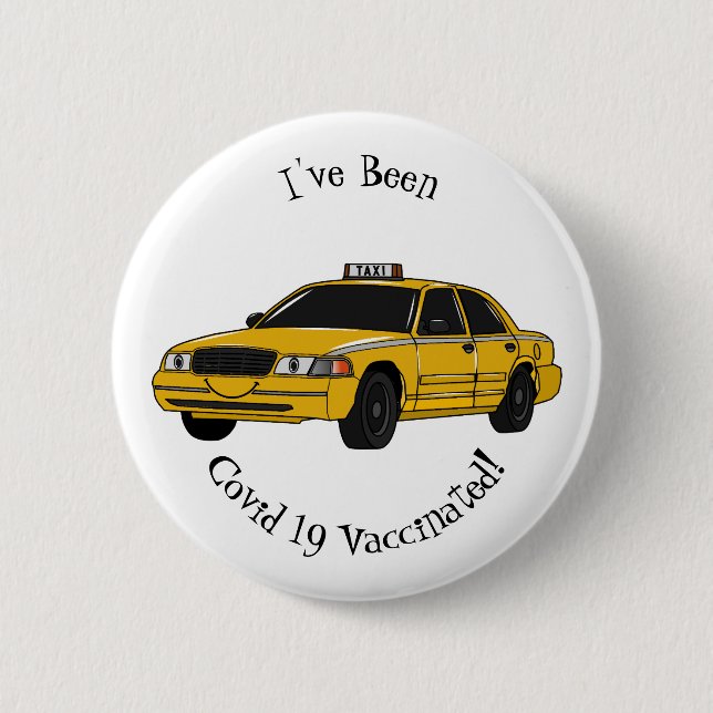 Taxi cartoon illustration 6 cm round badge (Front)