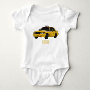 Taxi cartoon illustration baby bodysuit
