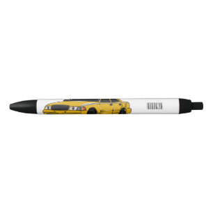 Taxi cartoon illustration black ink pen