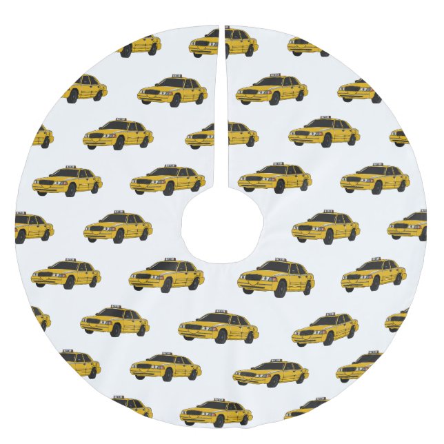 Taxi cartoon illustration brushed polyester tree skirt (Front)