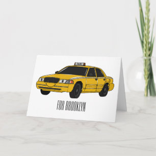 Taxi cartoon illustration card
