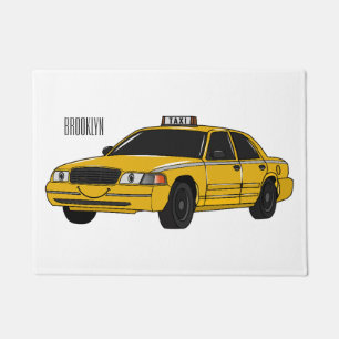 Taxi cartoon illustration doormat