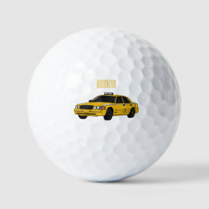 Taxi cartoon illustration golf balls