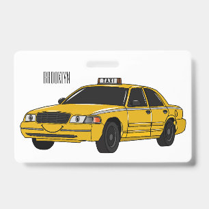 Taxi cartoon illustration ID badge
