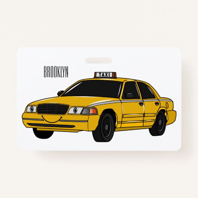 Taxi cartoon illustration ID badge (Front)