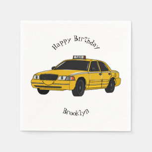 Taxi cartoon illustration napkin