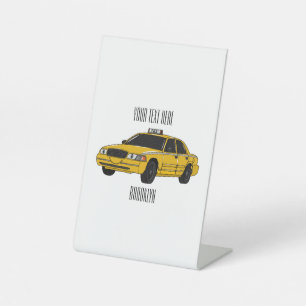 Taxi cartoon illustration pedestal sign