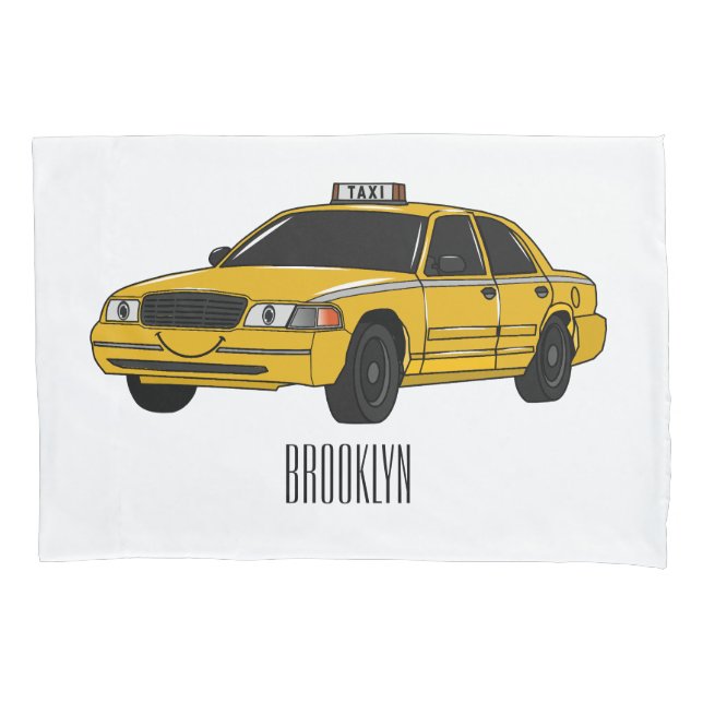Taxi cartoon illustration pillowcase (Front)