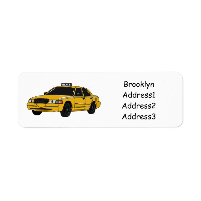 Taxi cartoon illustration return address label (Front)