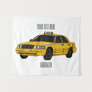 Taxi cartoon illustration tapestry