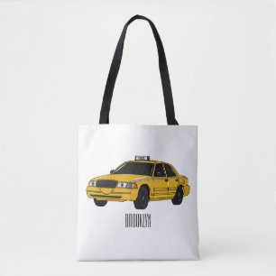 Taxi cartoon illustration tote bag