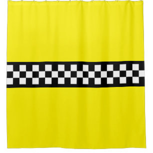 Taxi Check Stripe Pattern Shower Curtain