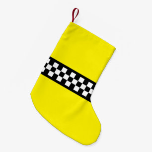 Taxi Check Stripe Pattern Small Christmas Stocking