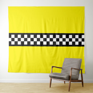 Taxi Check Stripe Pattern Tapestry