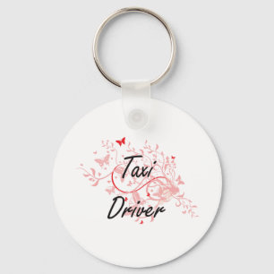 Taxi Driver Artistic Job Design with Butterflies Key Ring
