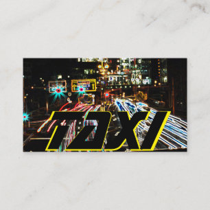Taxi driver cabdriver city street lights at night business card