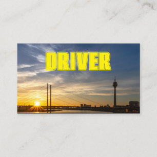 Taxi driver cabdriver city street lights at sunset business card