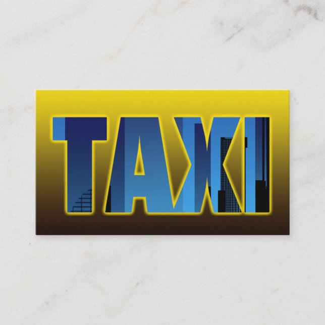 Taxi driver cabdriver yellow taxi blue cityskyline business card (Front)