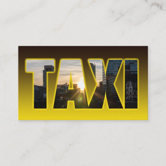 Taxi driver cabdriver yellow taxi city skyline business card (Front)