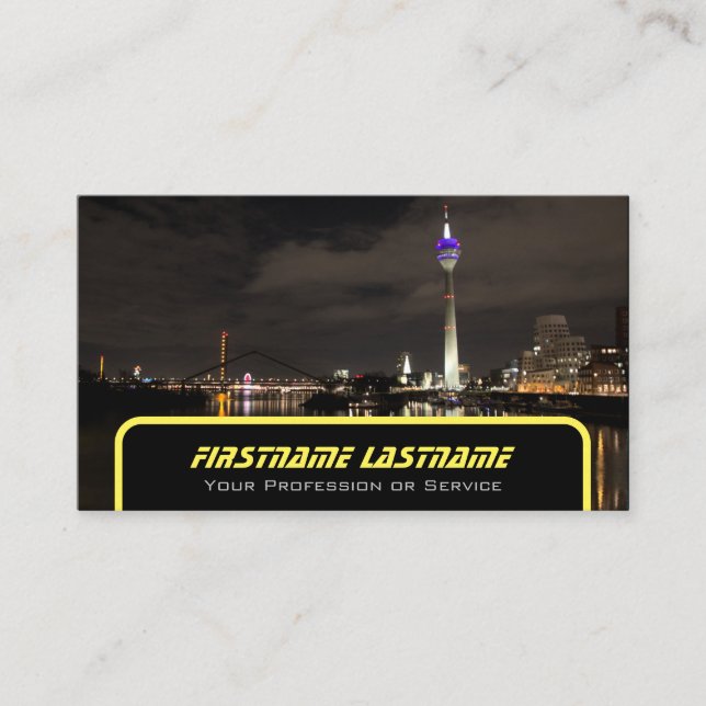 Taxi driver cabdriver yellow taxi neon city lights business card (Front)