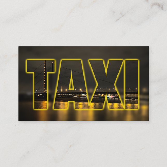 Taxi driver cabdriver yellow taxi neon city lights business card (Front)